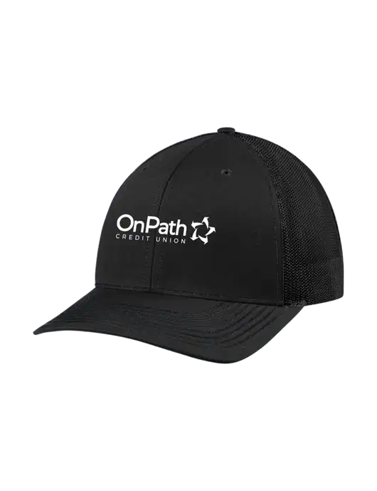 Richardson Adjustable Snapback Original 112 Trucker Cap Black w/Black Mesh w/OnPath Logo