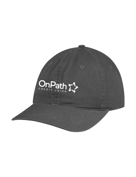 Garment Washed Unstructured Twill Charcoal Cap w/OnPath Logo