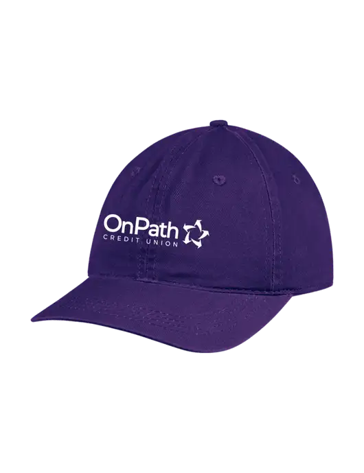 Garment Washed Unstructured Twill Purple Cap w/OnPath Logo