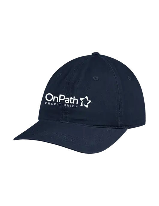 Garment Washed Unstructured Twill Navy Cap w/OnPath Logo