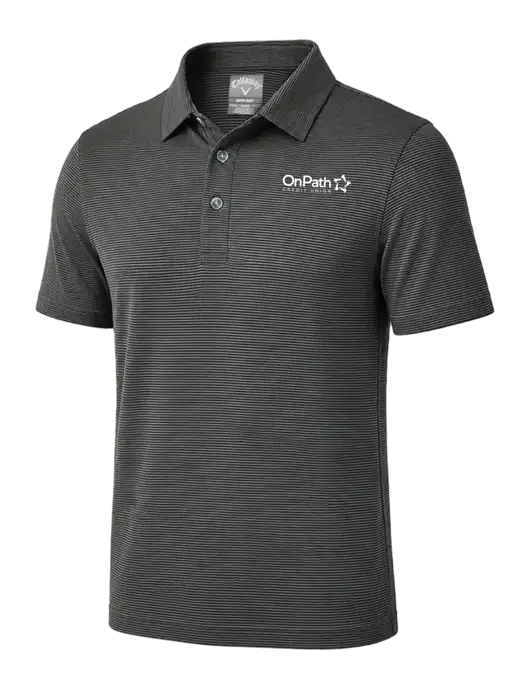 Callaway Black Fine Line Stripe Polo w/OnPath Logo