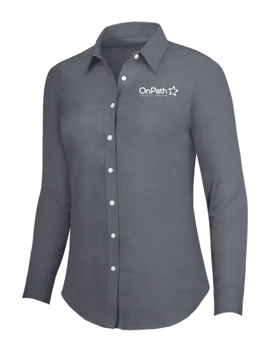 Dark Grey Womens SuperPro Oxford Shirt w/OnPath Logo