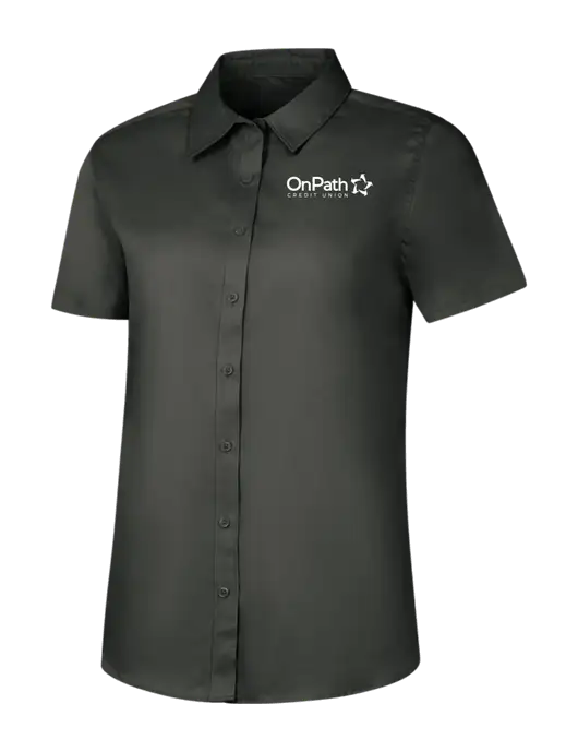Womens Dark Grey Short Sleeve Superpro React Twill Shirt w/OnPath Logo