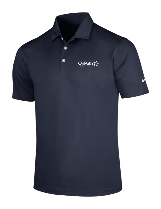 NIKE Dark Navy Dri-Fit Vertical Mesh Polo w/OnPath Logo