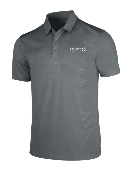 NIKE Medium Grey Dri-Fit Embossed Tri-Blade Polo w/OnPath Logo