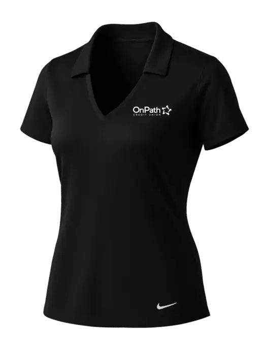 NIKE Black Womens Dri-Fit Vertical Mesh Polo w/OnPath Logo