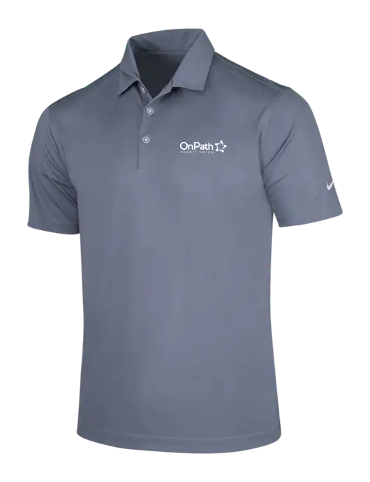 NIKE Medium Grey Dri-Fit Vertical Mesh Polo w/OnPath Logo
