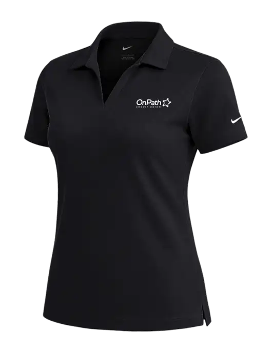 NIKE Black Womens Dri-Fit Micro Pique Polo w/OnPath Logo