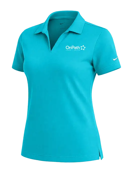 NIKE Sapphire Blue Womens Dri-Fit Micro Pique Polo w/OnPath Logo