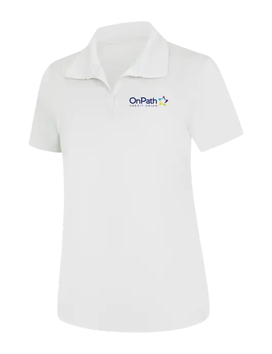 Womens White Micropique Sport-Wick Polo w/OnPath Logo