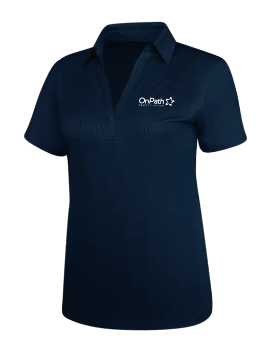 Navy Womens Performance Fine Jacquard Polo w/OnPath Logo