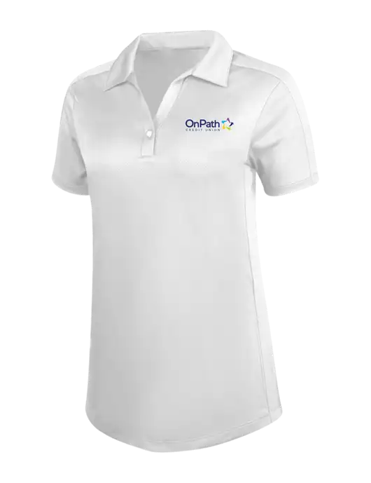 Womens White Diamond Jacquard Polo w/OnPath Logo