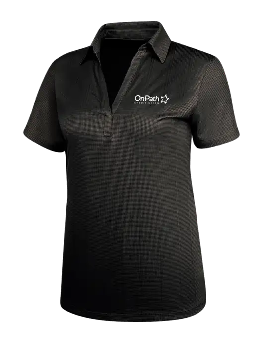 Black Womens Performance Fine Jacquard Polo w/OnPath Logo