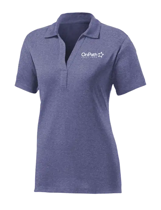 Womens Navy Heather Contender Polo w/OnPath Logo