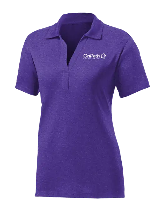 Womens Purple Heather Contender Polo w/OnPath Logo