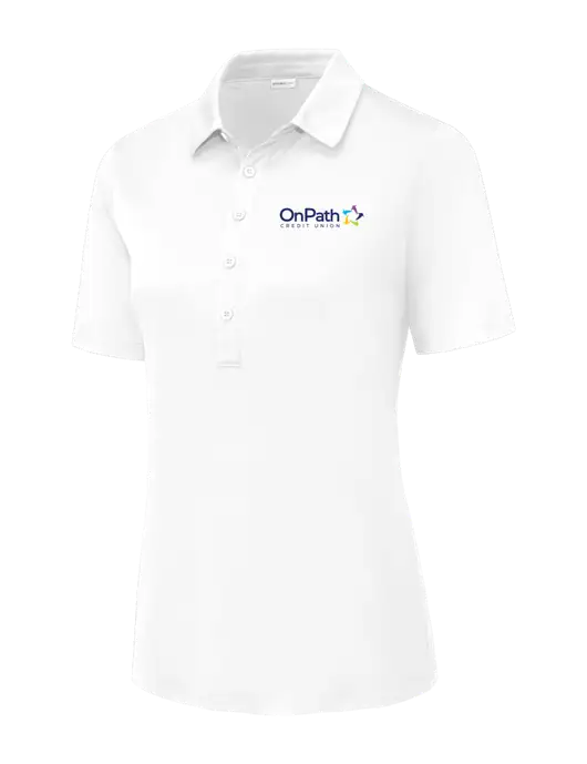 White Womens Posi-UV Pro Polo w/OnPath Logo