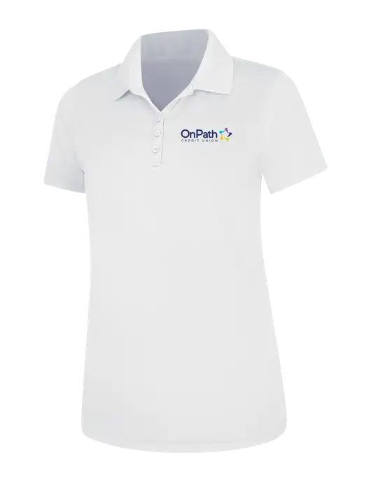 White Womens Dry Zone UV Mesh Polo w/OnPath Logo