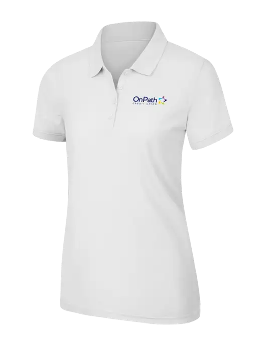 White Womens Core Classic Pique Polo w/OnPath Logo