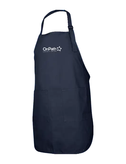 Full-Length Navy Apron With Pockets w/OnPath Logo