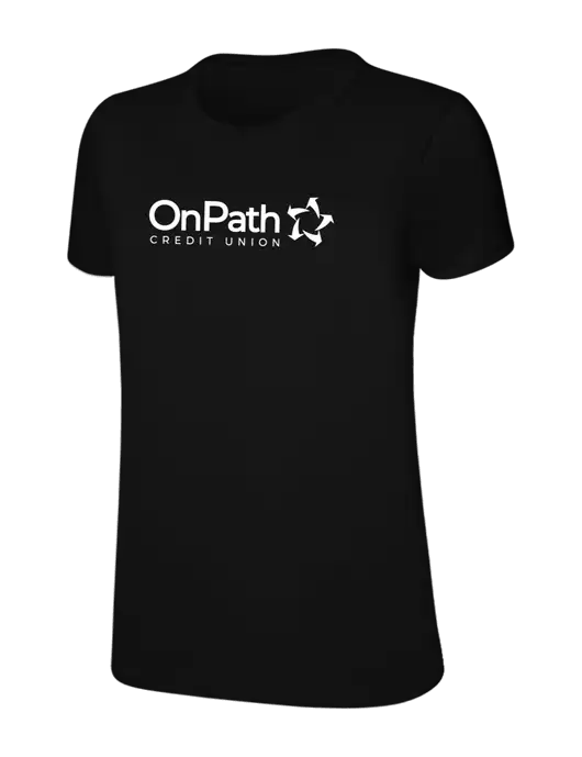 Womens Ring Spun Jet Black 4.5 oz T-Shirt w/OnPath Logo