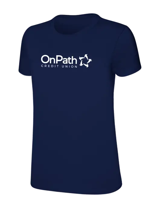 Womens Ring Spun Navy 4.5 oz T-Shirt w/OnPath Logo