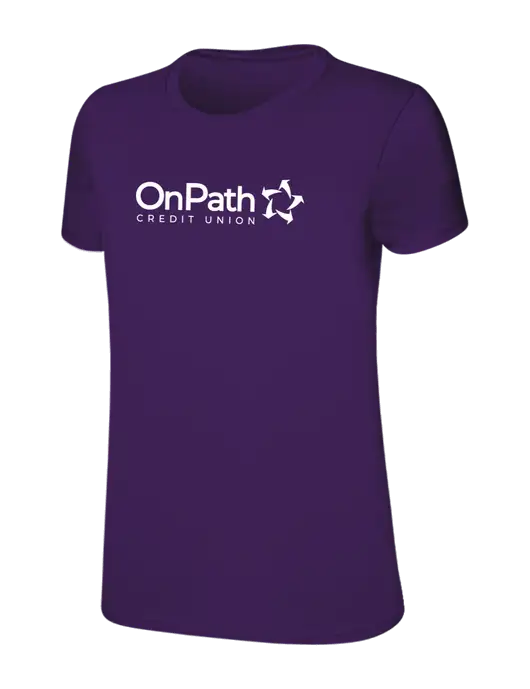 Womens Ring Spun Purple 4.5 oz T-Shirt w/OnPath Logo