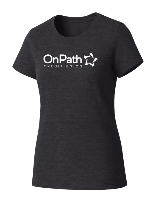 Womens Seriously Soft Heathered Charcoal T-Shirt w/OnPath Logo