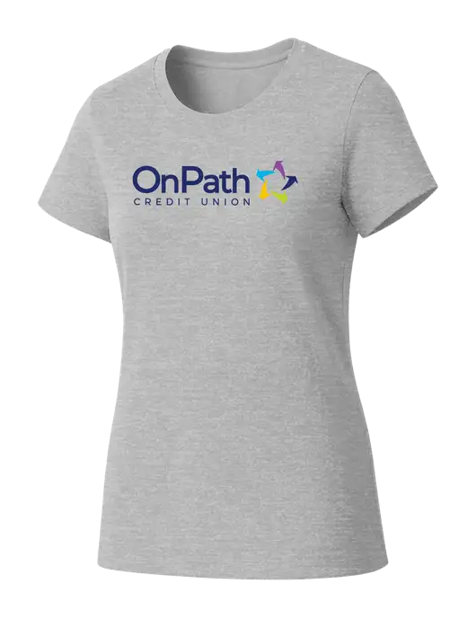 Womens Seriously Soft Light Heathered Grey T-Shirt w/OnPath Logo
