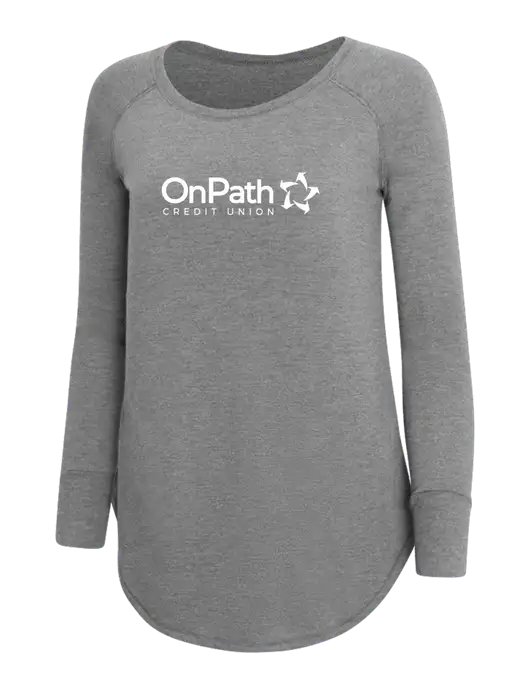 Womens Perfect Wide Collar Tunic Tri-Blend Grey Frost 4.5 oz T-Shirt w/OnPath Logo