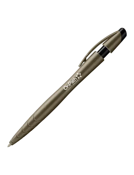Awali Grey Metallic Pen - Black Ink w/OnPath Logo