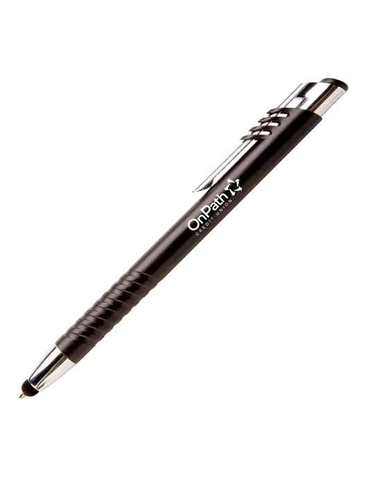 Schirhart Black Stylus Pen - Blue Ink w/OnPath Logo