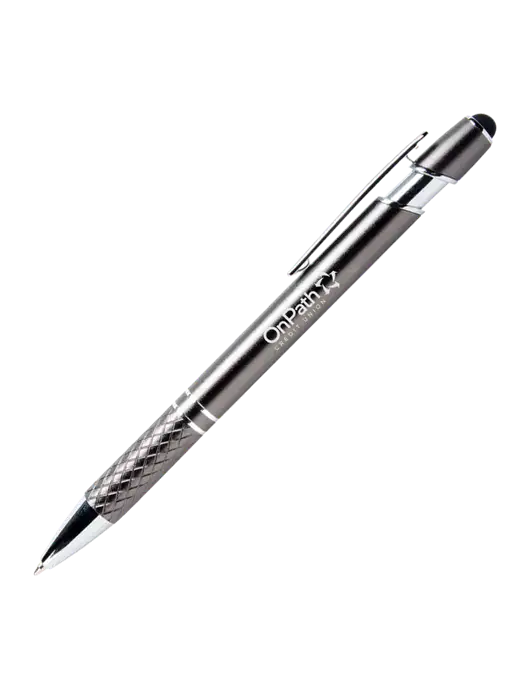 Valencia Gunmetal Stylus Pen - Black Ink w/OnPath Logo
