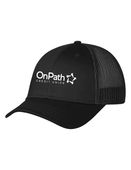 Black Mesh Trucker Cap Snap Back w/OnPath Logo