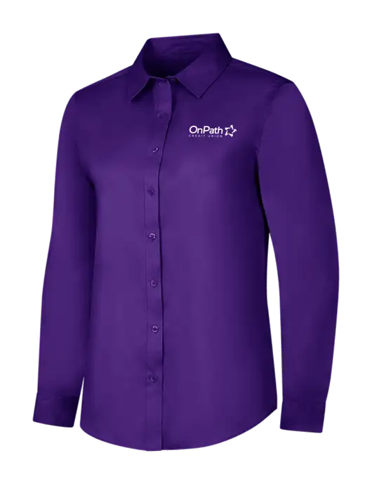 Purple Womens Long Sleeve Superpro React Twill Shirt w/OnPath Logo