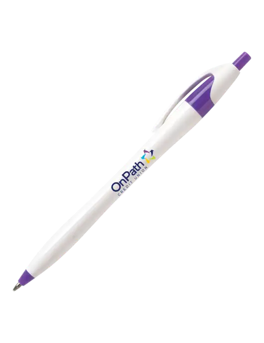 Novella Purple/White Splash Pen - Blue Ink w/OnPath Logo