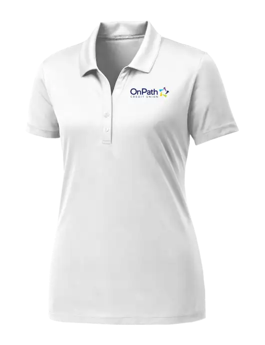 Womens White PosiCharge Competitor Polo w/OnPath Logo