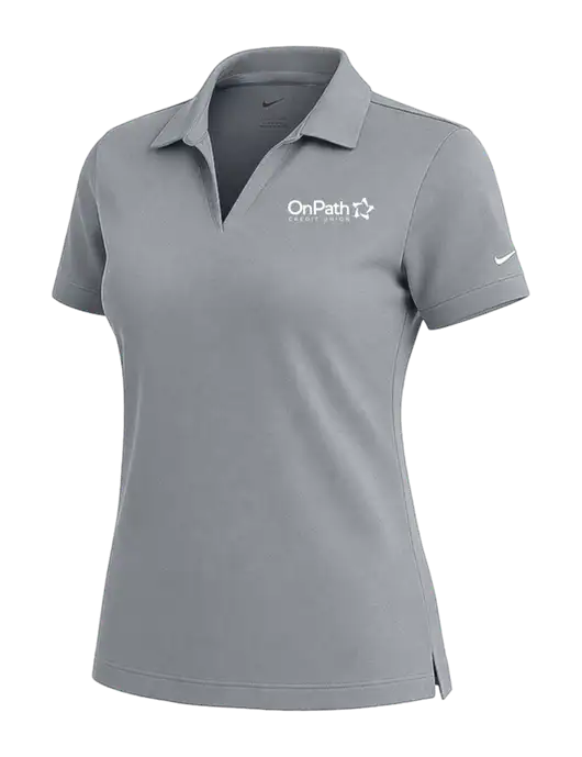 NIKE Medium Grey Womens Dri-Fit Micro Pique Polo w/OnPath Logo