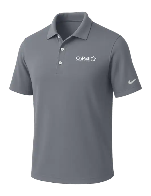 NIKE Medium Grey Dri-Fit Micro Pique Polo w/OnPath Logo