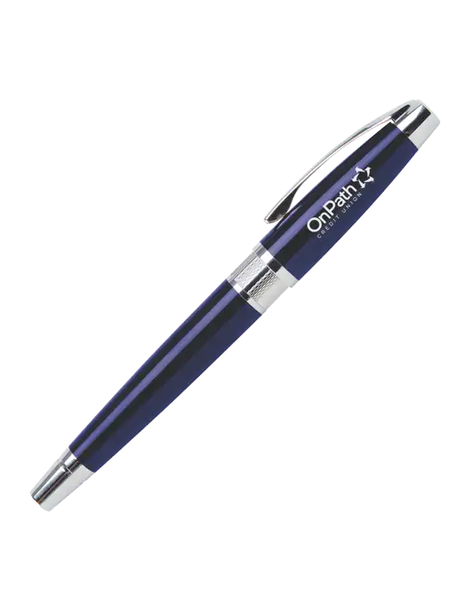 Masscotti Navy Rollerball Pen - Black Ink w/OnPath Logo
