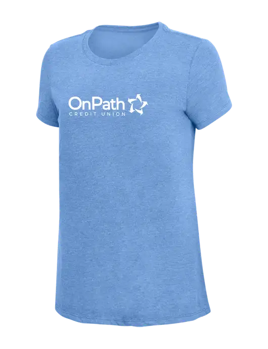 Womens Simply Soft Maritime Frost 4.5oz Poly/Combed Ring Spun Cotton T-Shirt
 w/OnPath Logo