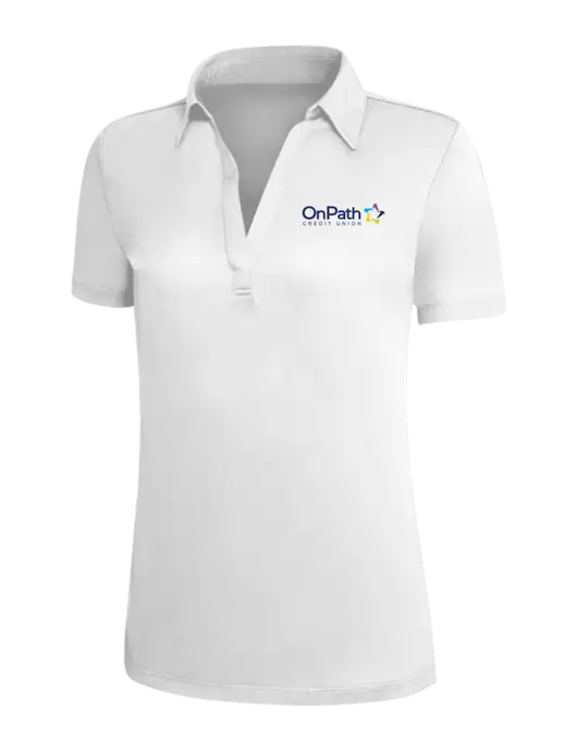 White Silk Touch Womens Performance Polo w/OnPath Logo