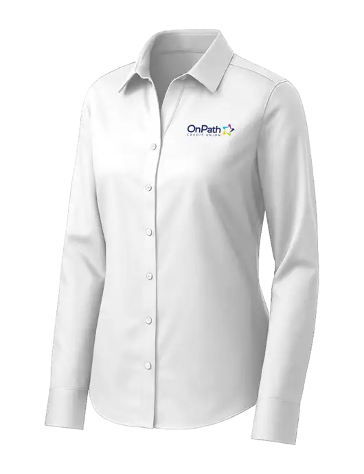 Brooks Brothers Womens White Wrinkle-Free Stretch Pinpoint Shirt w/OnPath Logo