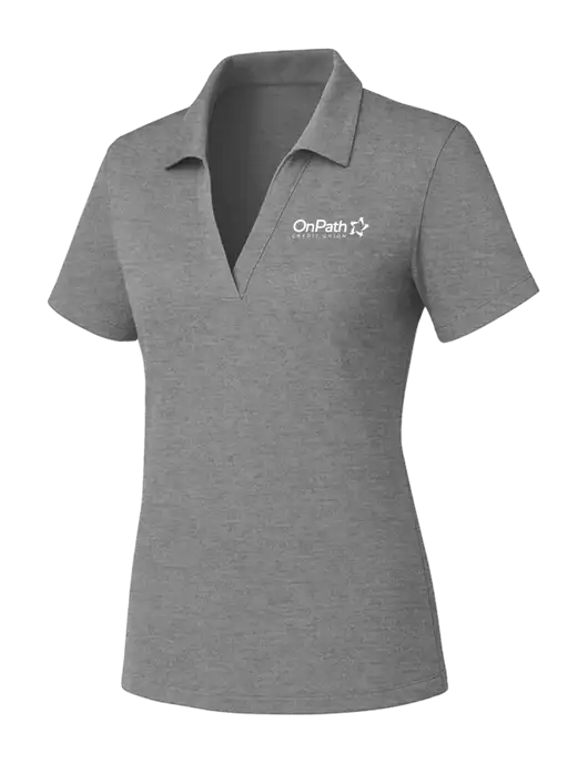 Womens Medium Grey Heather PosiCharge RacerMesh Polo w/OnPath Logo