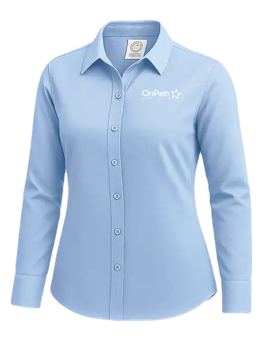 Brooks Brothers Womens Light Blue Wrinkle-Free Stretch Nailhead Shirt w/OnPath Logo