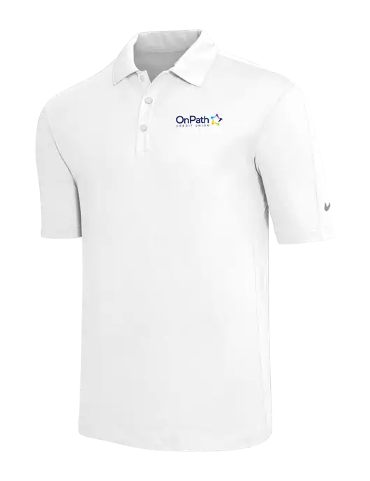 Nike White Tech Sport Dri-FIT Polo w/OnPath Logo