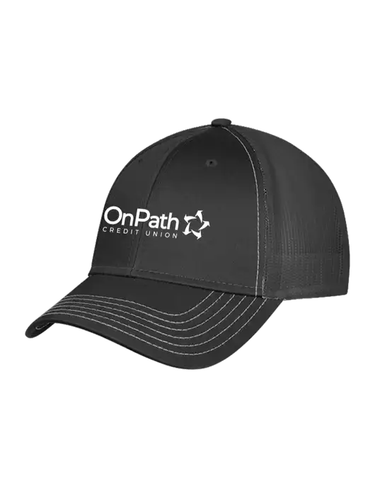 Charcoal Grey Mesh Trucker Cap Snap Back w/OnPath Logo