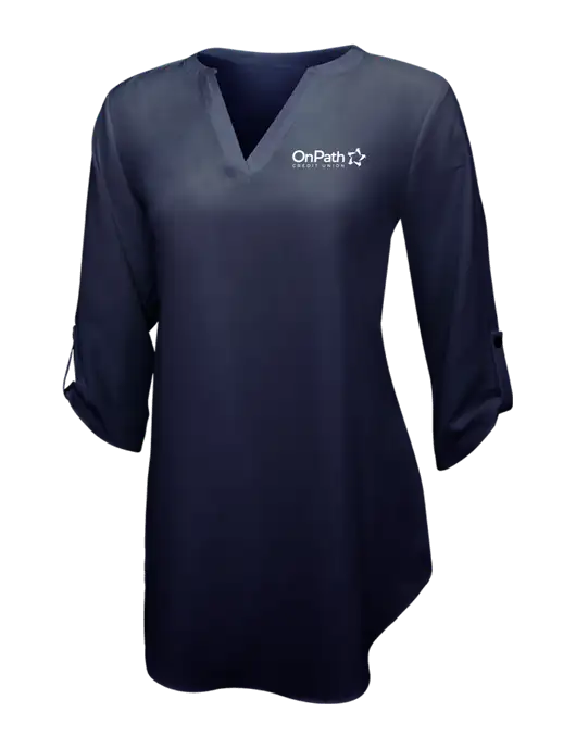 Navy Womens 3/4 Sleeve Tunic Blouse w/OnPath Logo