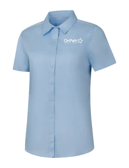 Womens Light Blue Short Sleeve Superpro React Twill Shirt w/OnPath Logo