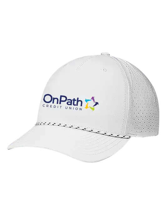 Richardson Laser Perf Performance White/White-Black Rope Cap w/OnPath Logo