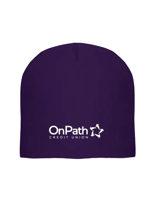 Solid Purple Element Knit Beanie w/OnPath Logo
